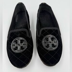 Tory Burch Black Quilted Billy Slipper Smart Velvet Flats - Women’s Size 8 M